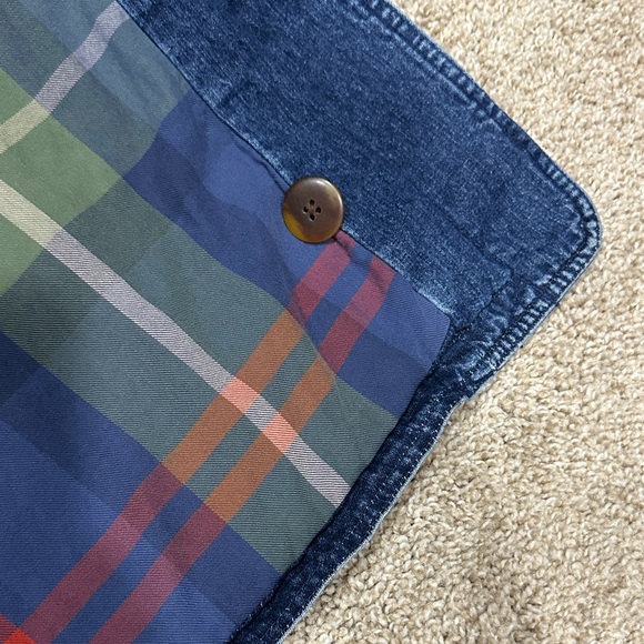 Lands' End Dark Blue Denim Jacket with Brown Corduroy Collar - Picture 5 of 11